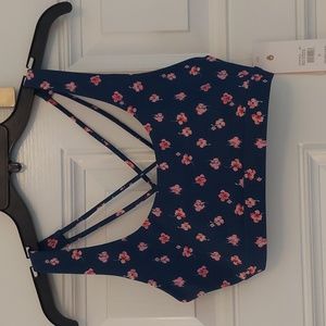 Spiritual Gangster Navy Floreale Print Yoga Top